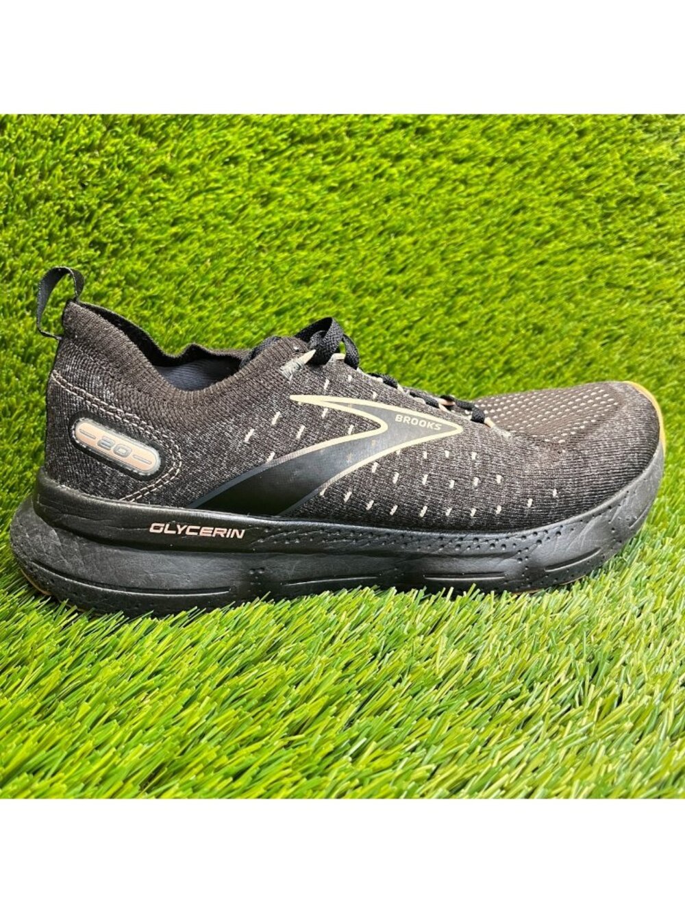 Brooks Glycerin StealthFit 20 Womens Size 11 Black Peach Running Shoes Sneakers